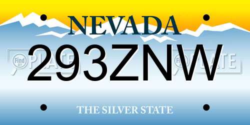 293ZNW Nevada License Plate