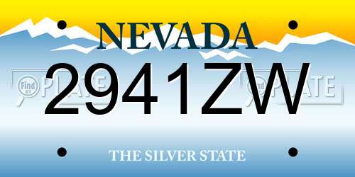 2941ZW Nevada License Plate