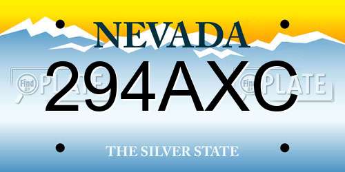 294AXC Nevada License Plate