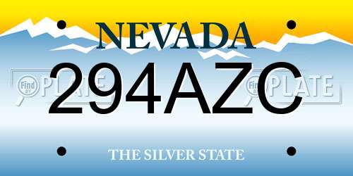 294AZC Nevada License Plate