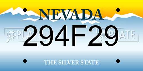 294F29 Nevada License Plate