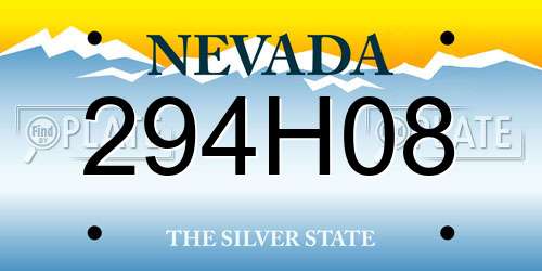 294H08 Nevada License Plate