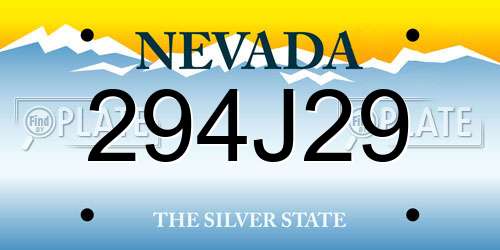 294J29 Nevada License Plate