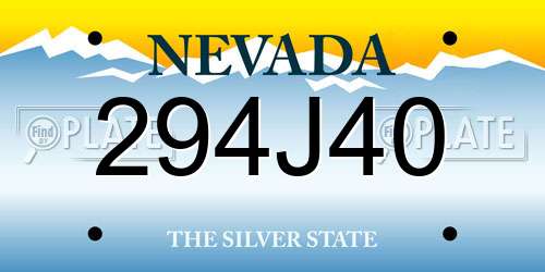294J40 Nevada License Plate