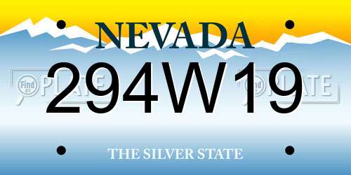 294W19 Nevada License Plate