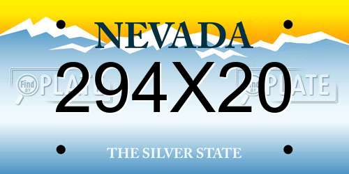 294X20 Nevada License Plate