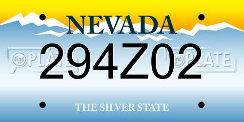294Z02 Nevada License Plate