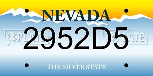 2952D5 Nevada License Plate