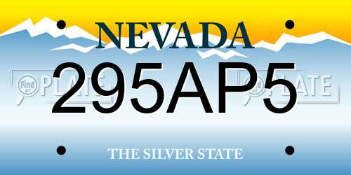 295AP5 Nevada License Plate