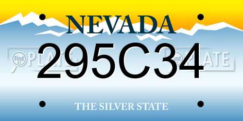 295C34 Nevada License Plate