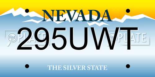 295UWT Nevada License Plate