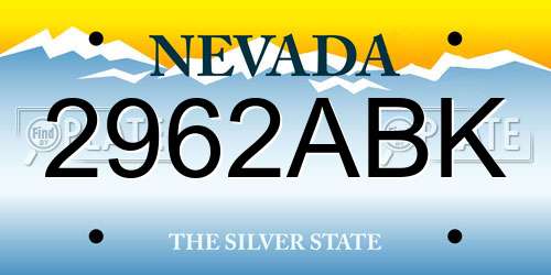 2962ABK Nevada License Plate