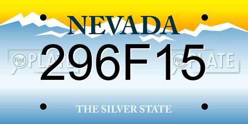 296F15 Nevada License Plate