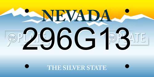 296G13 Nevada License Plate