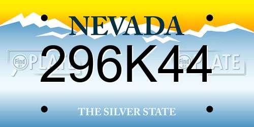 296K44 Nevada License Plate