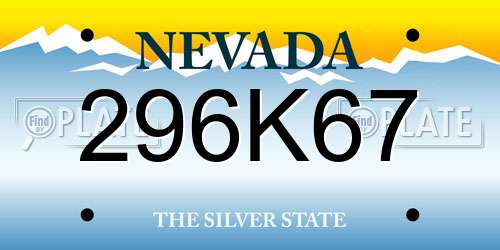 296K67 Nevada License Plate