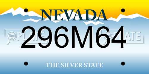 296M64 Nevada License Plate