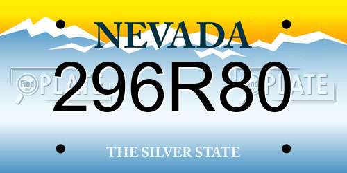 296R80 Nevada License Plate