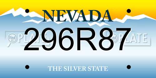 296R87 Nevada License Plate