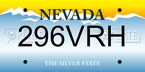 296VRH Nevada License Plate