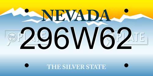 296W62 Nevada License Plate
