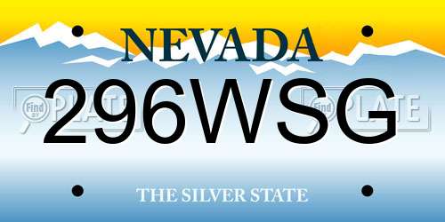 296WSG Nevada License Plate