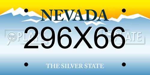 296X66 Nevada License Plate