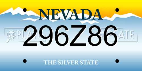 296Z86 Nevada License Plate