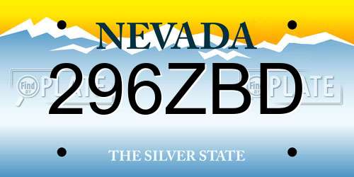 296ZBD Nevada License Plate