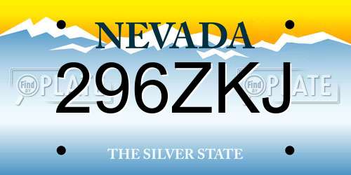 296ZKJ Nevada License Plate