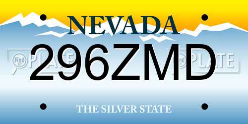 296ZMD Nevada License Plate