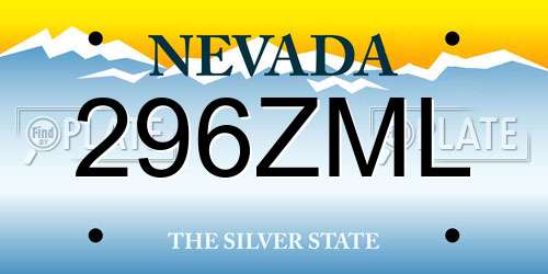 296ZML Nevada License Plate