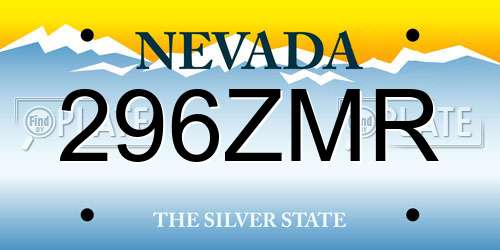 296ZMR Nevada License Plate