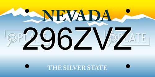 296ZVZ Nevada License Plate