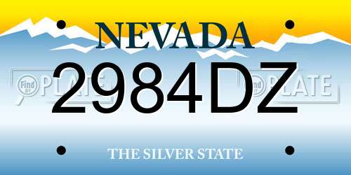 2984DZ Nevada License Plate