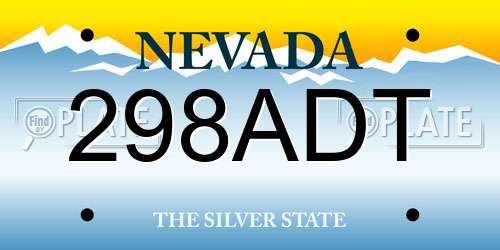 298ADT Nevada License Plate