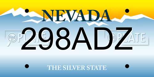298ADZ Nevada License Plate