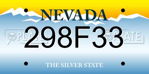 298F33 Nevada License Plate