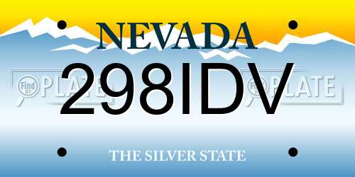 298IDV Nevada License Plate