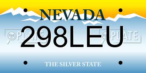 298LEU Nevada License Plate