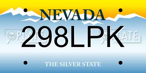 298LPK Nevada License Plate