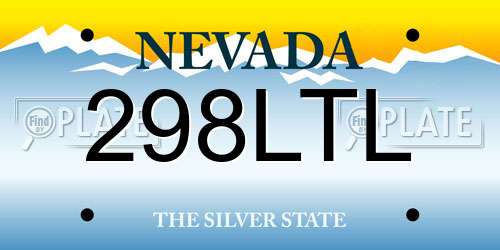 298LTL Nevada License Plate