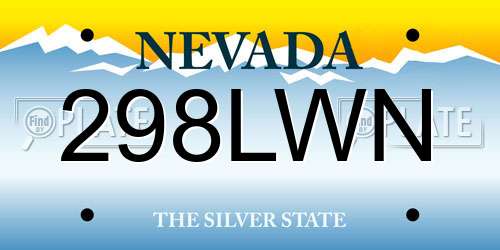 298LWN Nevada License Plate