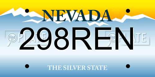 298REN Nevada License Plate