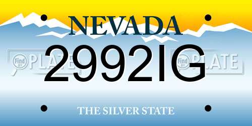 2992IG Nevada License Plate