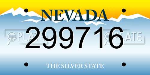 299716 Nevada License Plate