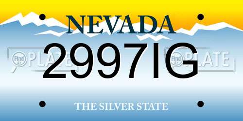 2997IG Nevada License Plate