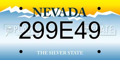 299E49 Nevada License Plate