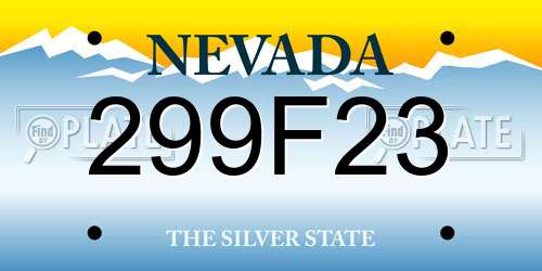 299F23 Nevada License Plate