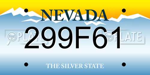 299F61 Nevada License Plate